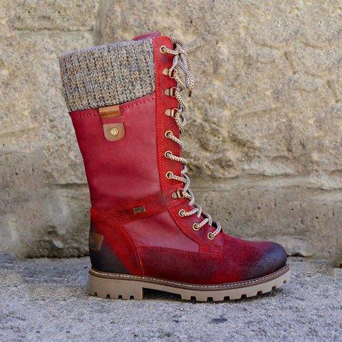 Béatrice | Bottes mi-Mollets en Laine à lacets avec Fermeture éclair sur le côté